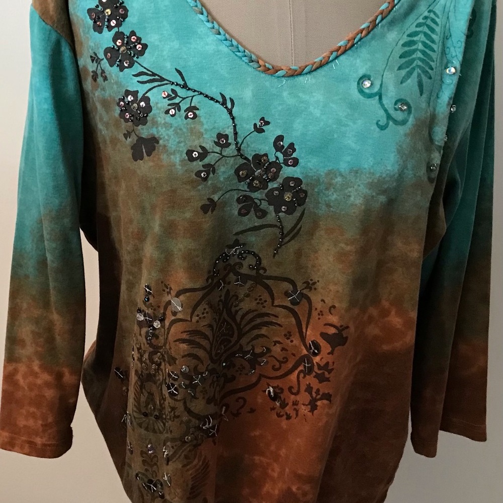 Avanti Casual printed and embellished Cotton shirt